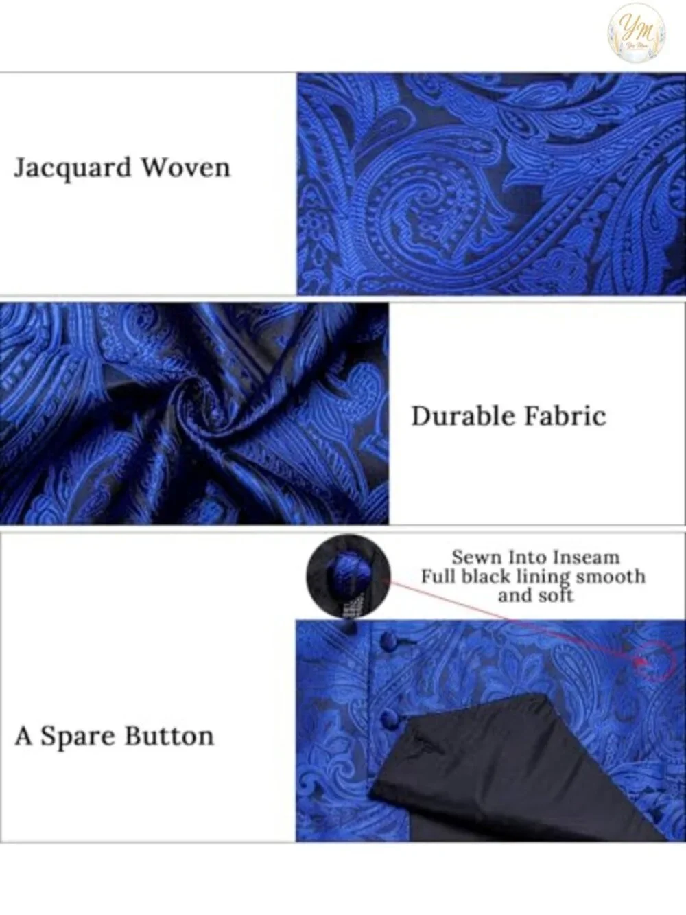 Men's Silk Paisley Vest & Tie Set with Pocket Square, Cufflinks, Tie Clip